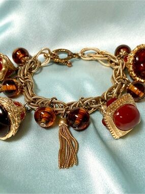 Vintage Etruscan Revival Charm Fob Bracelet Era of Mystique